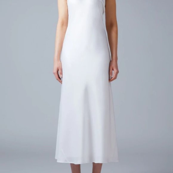 Galvan London Ivory Satin, Cropped Pandora Bridal Dress, Midi - Picture 3 of 14